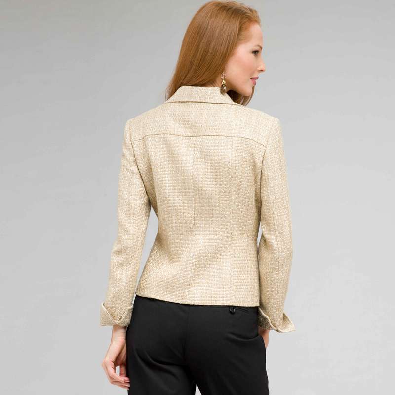 Notch Collar Basket Weave Jacket, New Rattan Multi, large image number 1